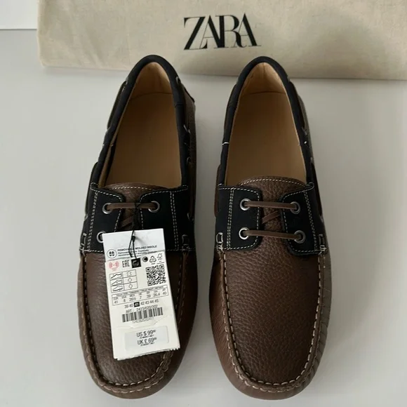 Zara Men's Brown and Black Loafers